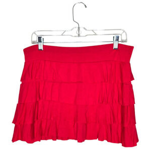Y2K Tiered Red Ruffle Mini Skirt Size LG Goth 2000s Low Rise Dainty Feminine
